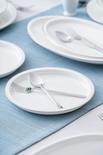 Clemente 57 Piece Silver Porcelain Dinner Set For 12 People - 13