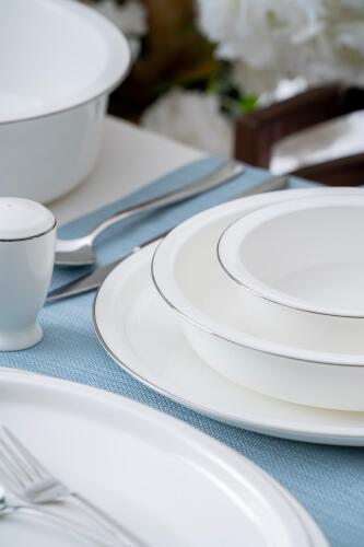 Clemente 57 Piece Silver Porcelain Dinner Set For 12 People - 18