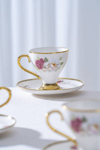 Cleome 6 Kişilik Porselen Kahve Fincan Takımı - 90 ml - Acar