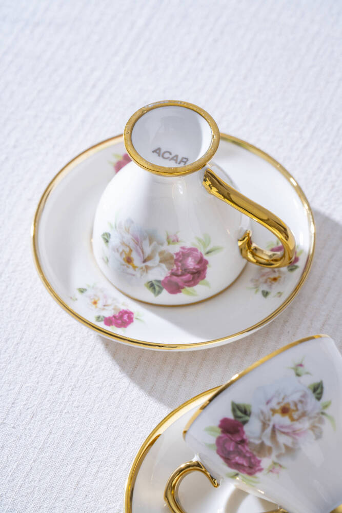 Cleome 6 Kişilik Porselen Kahve Fincan Takımı - 90 ml - 2