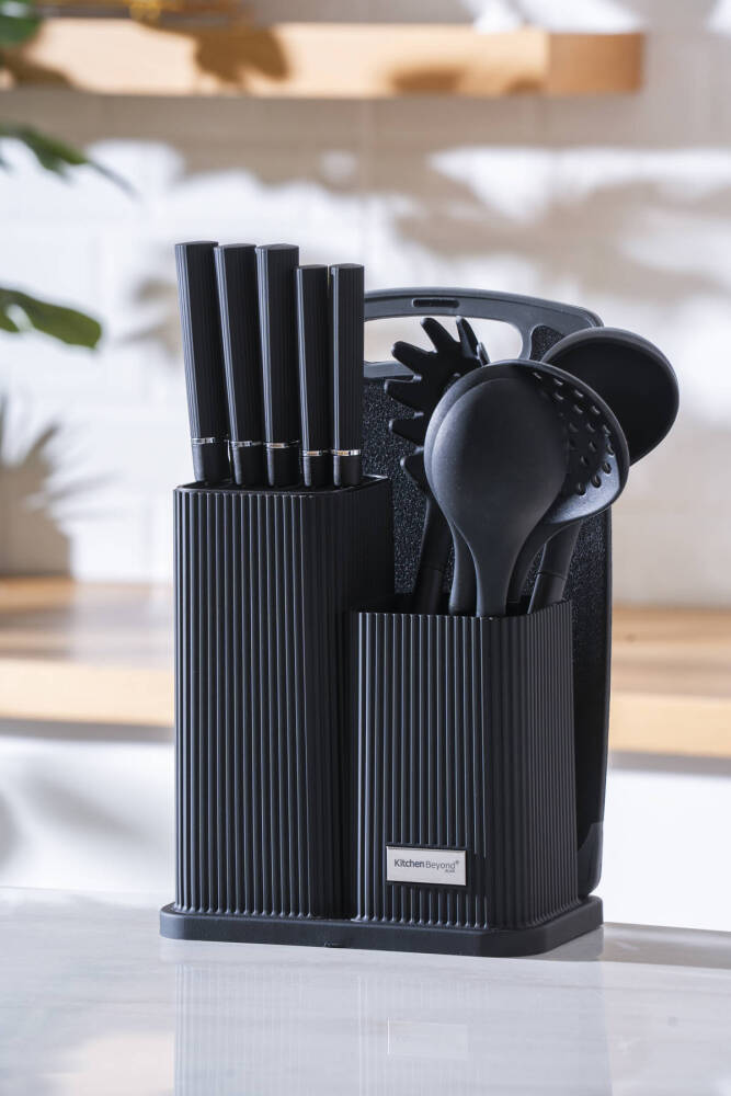 Cooper 12 Parça Standlı Kesme Tahtası Servis Ve Bıçak Seti - 1