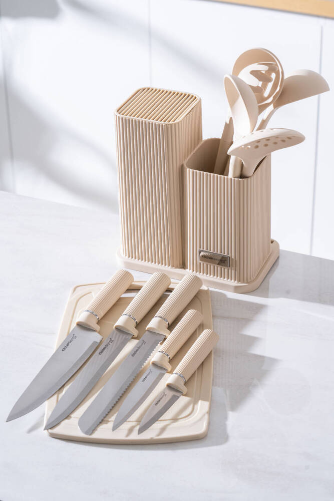 Cooper 12 Parça Standlı Kesme Tahtası Servis Ve Bıçak Seti - 4