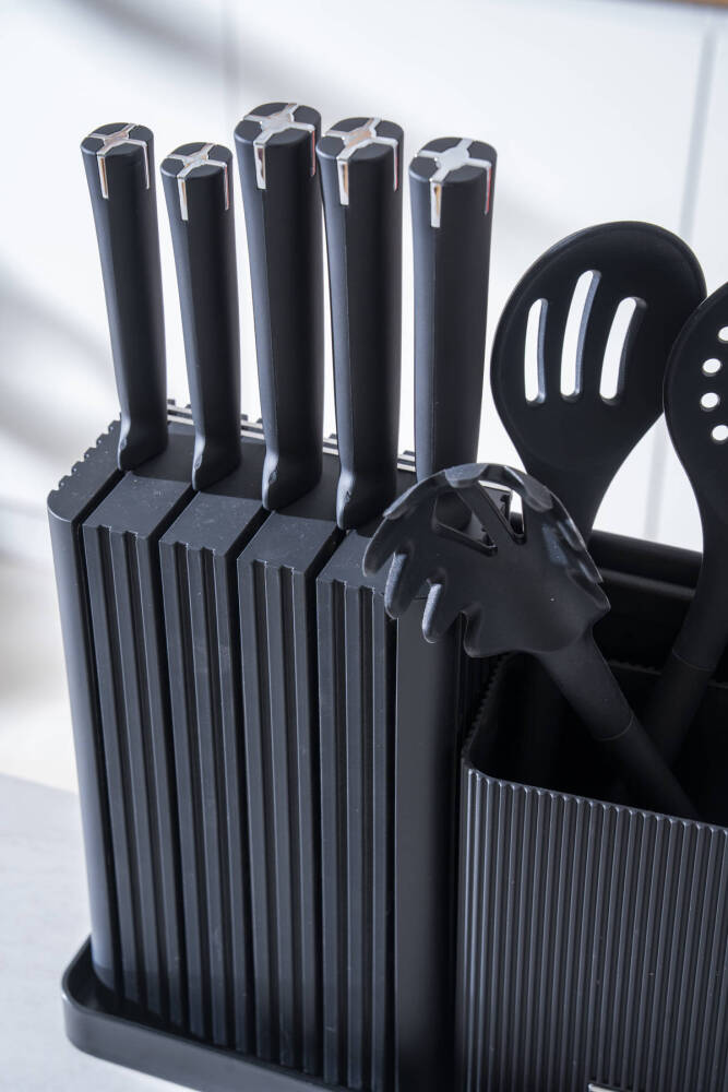 Cooper 14 Parça Standlı Kesme Tahtası Servis Ve Bıçak Seti - 3