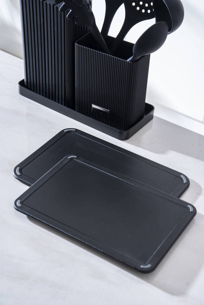 Cooper 14 Parça Standlı Kesme Tahtası Servis Ve Bıçak Seti - 5