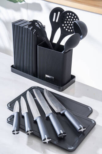 Cooper 14 Parça Standlı Kesme Tahtası Servis Ve Bıçak Seti - 9