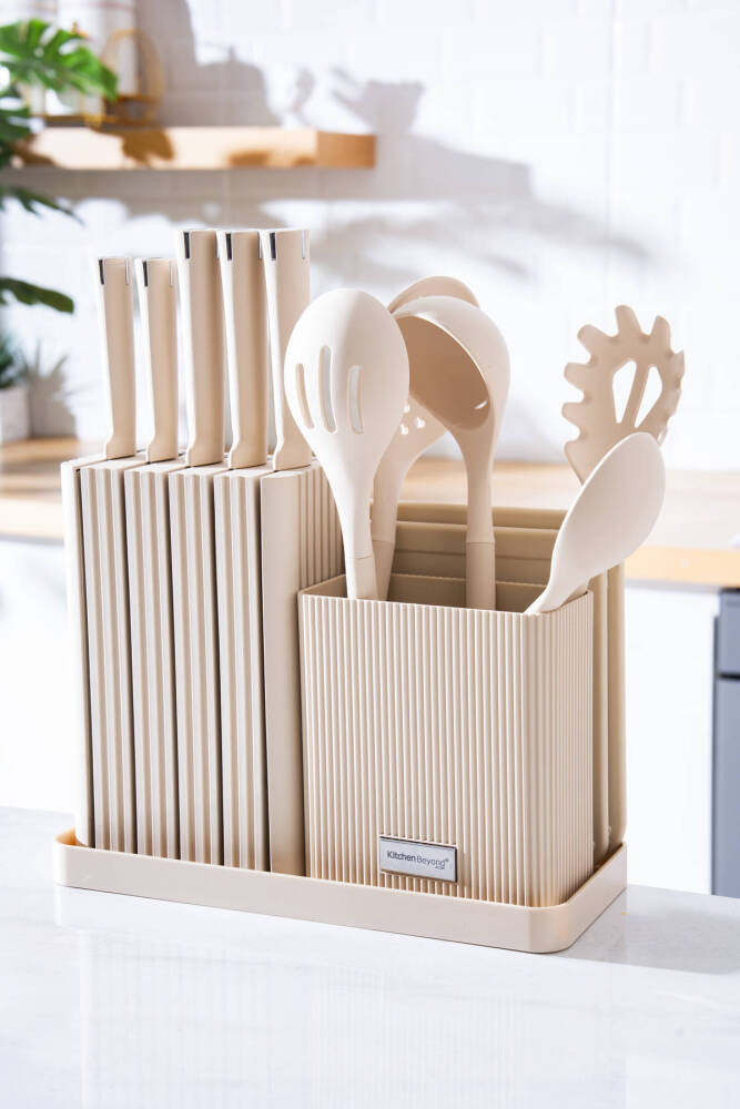 Cooper 14 Parça Standlı Kesme Tahtası Servis Ve Bıçak Seti - 1