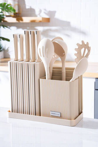 Cooper 14 Parça Standlı Kesme Tahtası Servis Ve Bıçak Seti - Acar