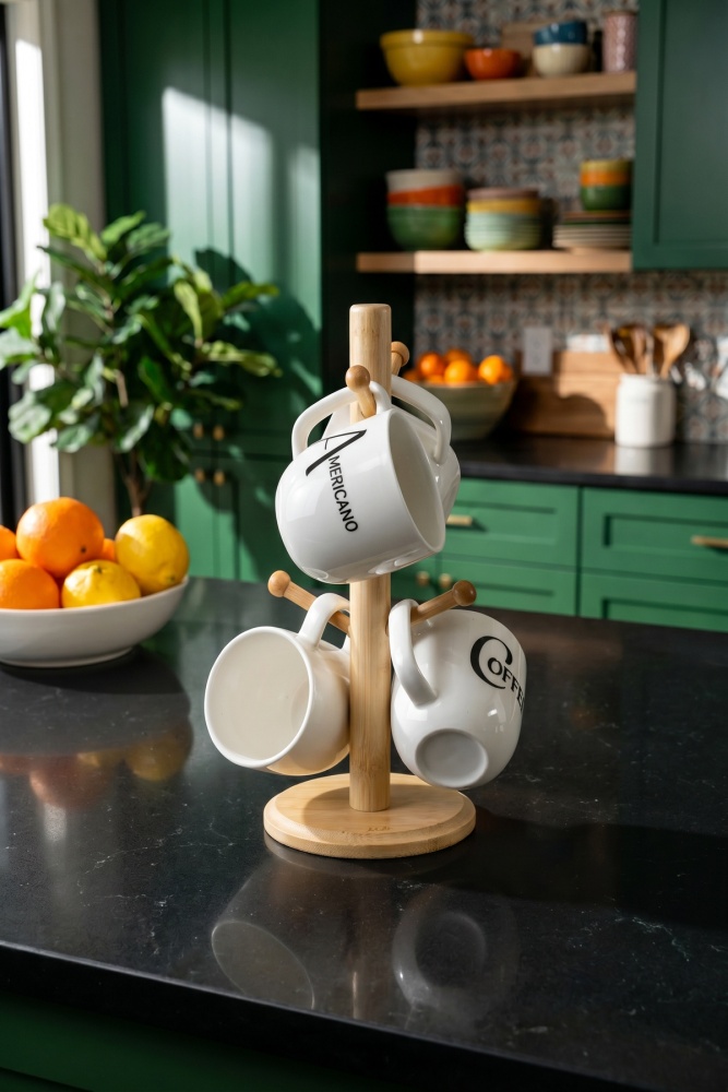 Corey Bambu Standlı Kupa Seti - 320 ml - 1