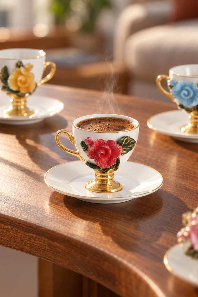 Cosmia 6 Kişilik Porselen Kahve Fincan Takımı - 90 ml - 2