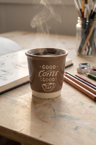 Cozy Porselen Espresso Bardağı Kahverengi - 180 ml - 1