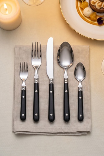 CraftLine 6 Kişilik 30 Parça Çatal Kaşık Bıçak Takımı Siyah - Acar