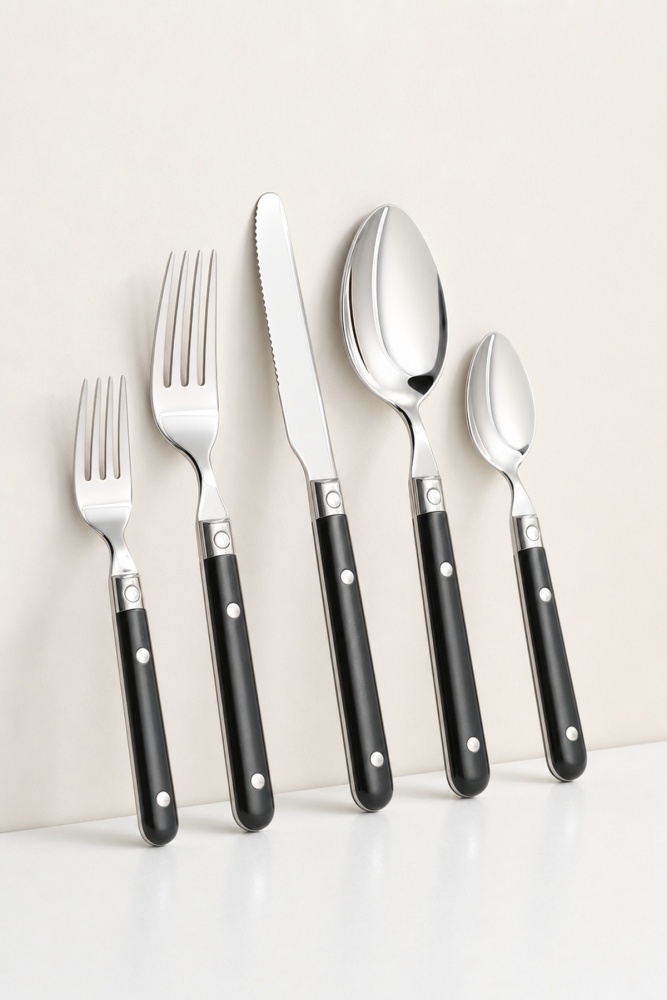 CraftLine 6 Kişilik 30 Parça Çatal Kaşık Bıçak Takımı Siyah - 2