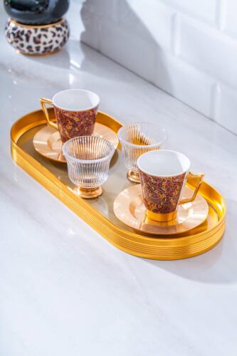 Cuba 2 Kişilik Cam Tepsili Kahve Fincanı Takımı - 90 ml - 1