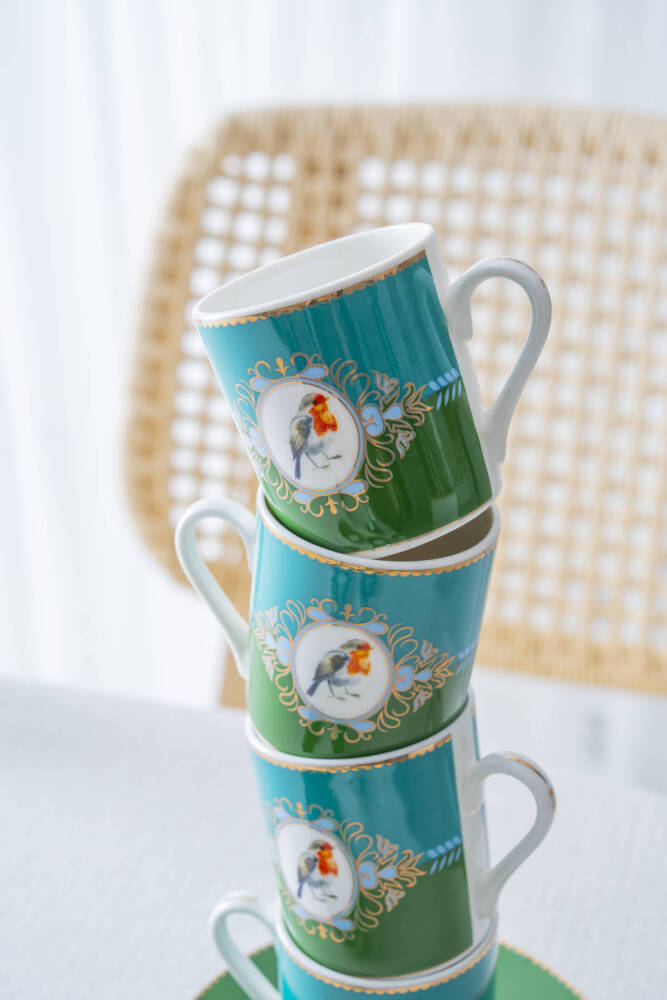 Cybil 6 Kişilik Porselen Kahve Fincan Takımı - 90 ml - 6