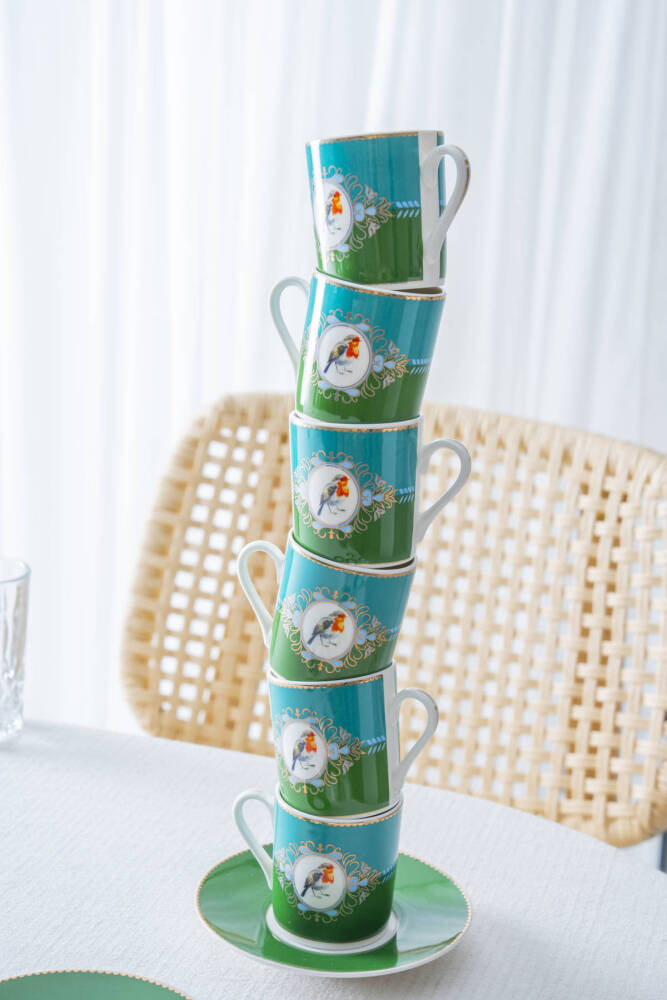 Cybil 6 Kişilik Porselen Kahve Fincan Takımı - 90 ml - 7