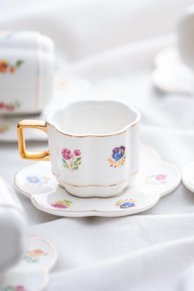 Dahlia Porcelain Coffee Cup Set For 6 People - 90 Ml - 3