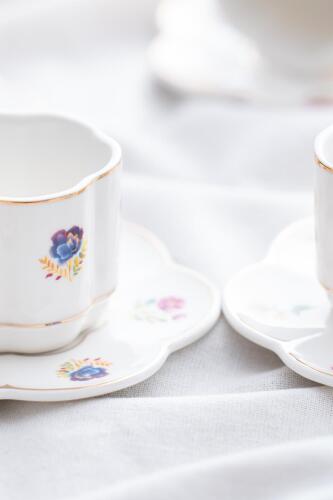 Dahlia Porcelain Coffee Cup Set For 6 People - 90 Ml - 4