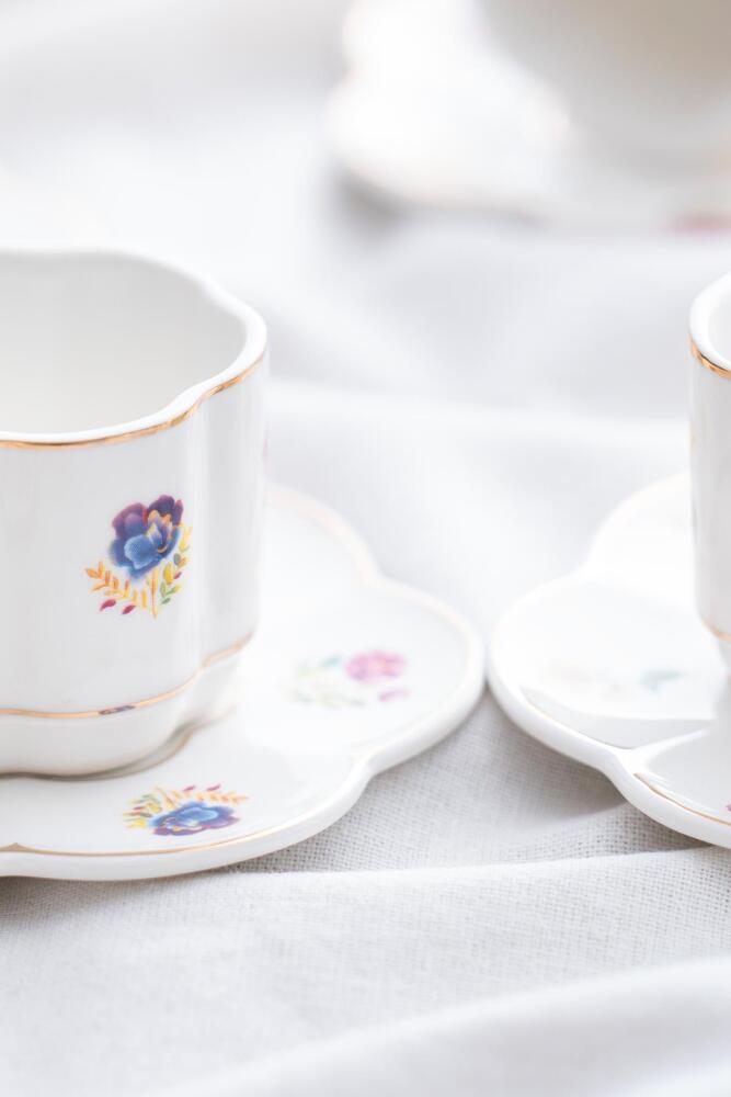 Dahlia Porcelain Coffee Cup Set For 6 People - 90 Ml - 4