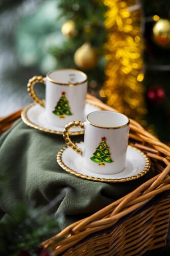 Dario 2 Kişilik Çam Ağacı Kahve Fincanı Takımı - 90 ml - Acar