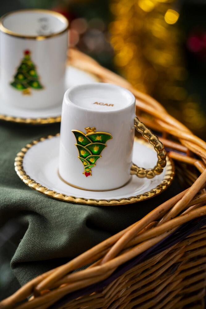 Dario 2 Kişilik Çam Ağacı Kahve Fincanı Takımı - 90 ml - 8