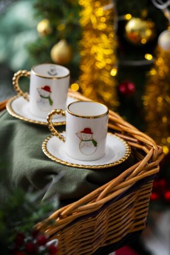 Dario 2 Kişilik Kardan Adam Kahve Fincanı Takımı - 90 ml - Acar