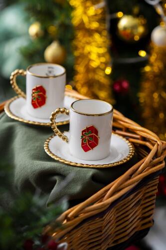 Dario 2 Kişilik Kırmızı Hediye Kutu Kahve Fincanı Takımı - 90 ml - Acar