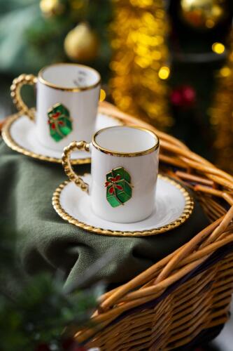 Dario 2 Kişilik Yeşil Hediye Kutu Kahve Fincanı Takımı - 90 ml - Acar