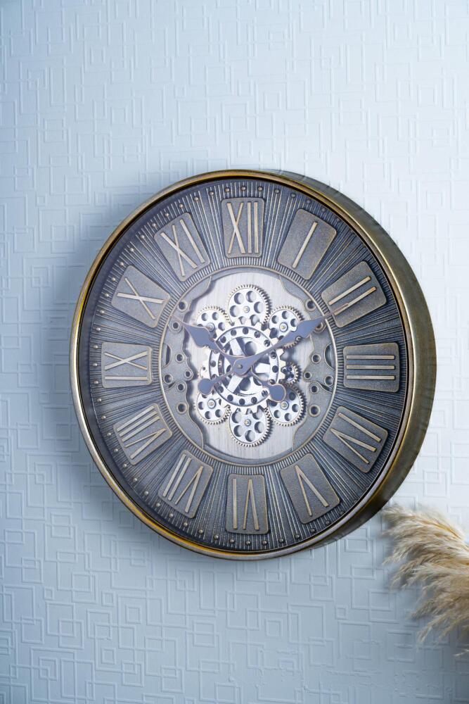 Dekoratif Çarklı Duvar Saati - 60 cm - 1