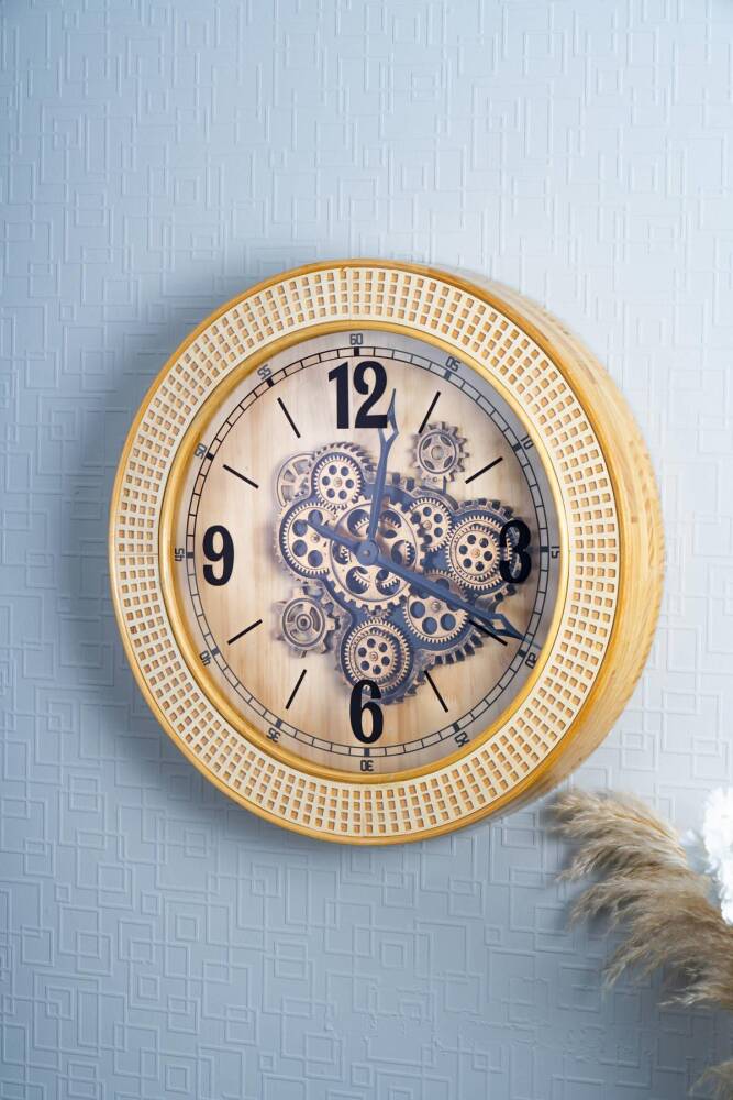Dekoratif Çarklı Duvar Saati - 59 cm - 1