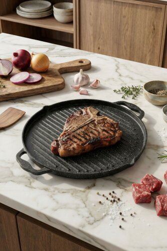 Diamante Cast Iron Double Sided Grill - Pancake Pan - 34 Cm - 2