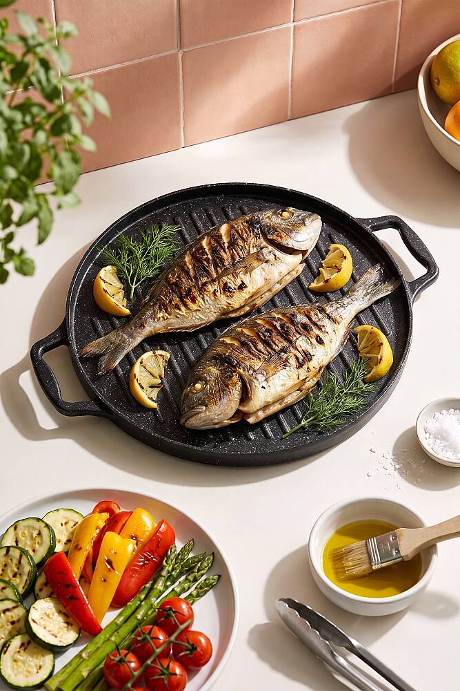 Diamante Cast Iron Double Sided Grill - Pancake Pan - 34 Cm - 5