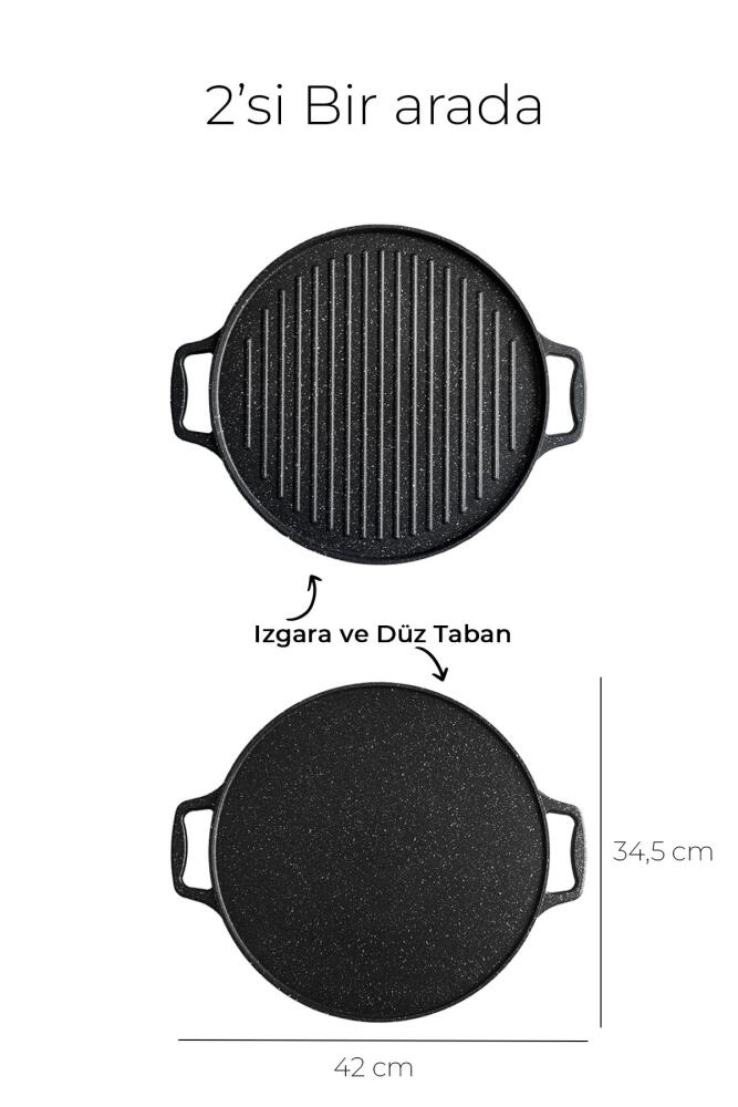 Diamante Döküm Çift Taraflı Izgara - Gözleme Tavası - 34 cm - 9