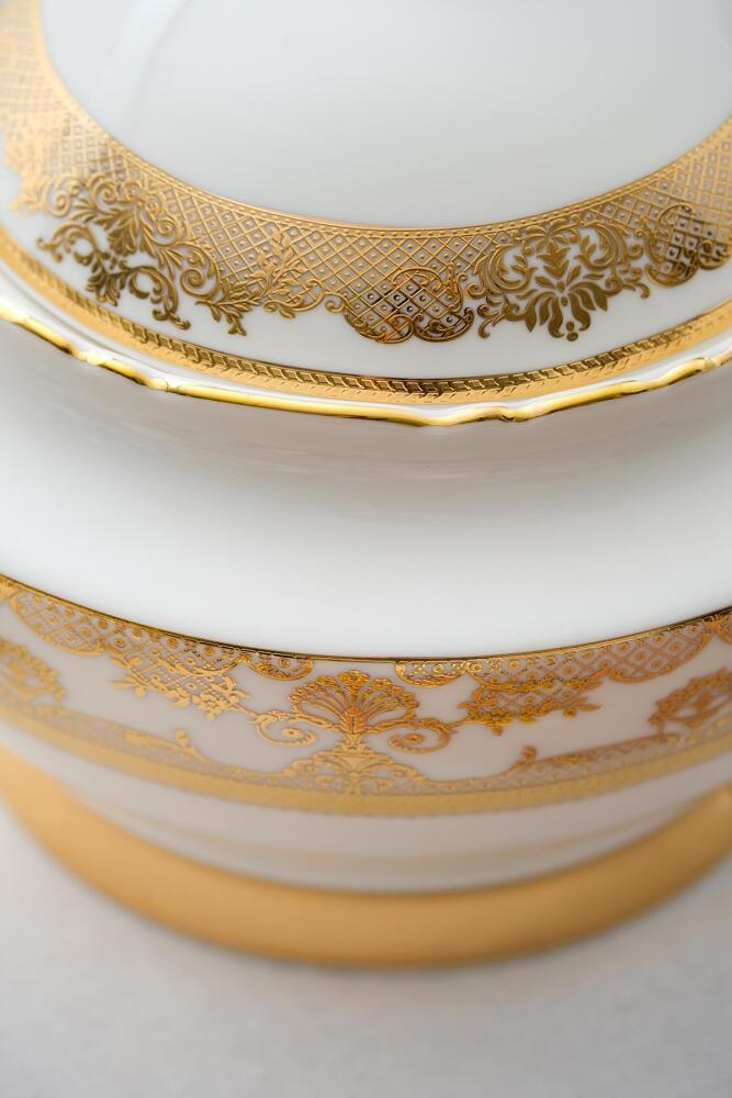 Diana 60 Piece Gold Porcelain Dinner Set For 12 People - 10