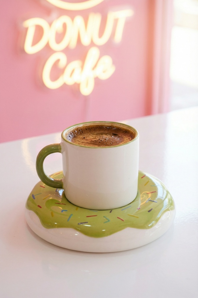 Donut 6 Kişilik Double Porselen Kahve Fincan Takımı - 160 ml - 3