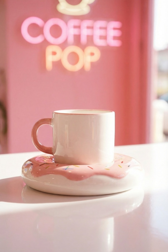 Donut 6 Kişilik Double Porselen Kahve Fincan Takımı - 160 ml - 4