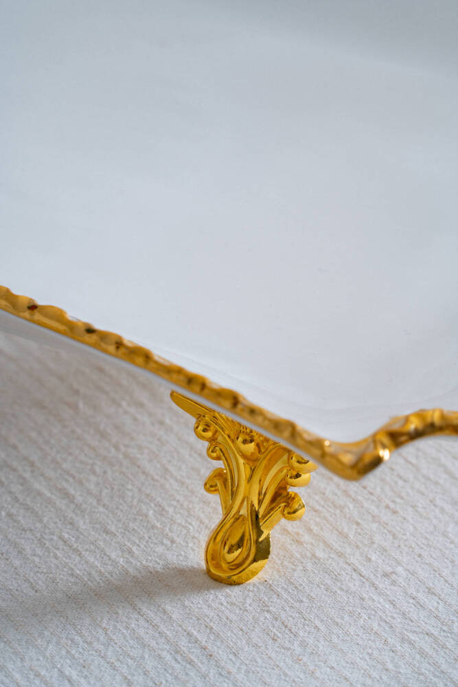 Edwina Ayaklı Dikdörtgen Porselen Sunumluk - 39 cm - 3