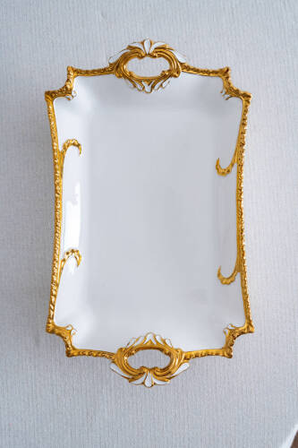 Edwina Ayaklı Dikdörtgen Porselen Sunumluk - 39 cm - 4