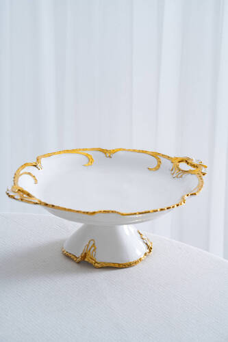 Edwina Ayaklı Yuvarlak Porselen Sunumluk - 32 cm - Acar