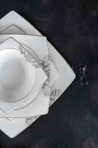 Elena Silver 60 Piece 12 Perons Porcelain Dinner Set - 7
