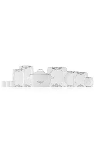 Elena Silver 60 Piece 12 Perons Porcelain Dinner Set - 8