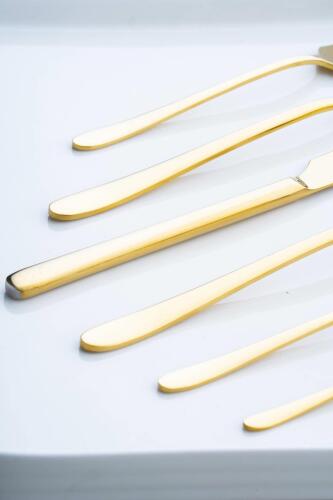 Elenor 72 Pieces Of 12 People Fork Spoon Knife Set - Gold - 3