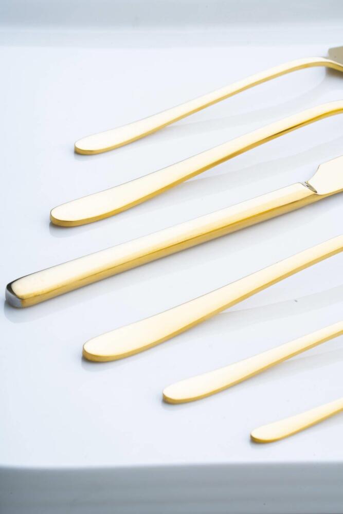 Elenor 72 Pieces Of 12 People Fork Spoon Knife Set - Gold - 3