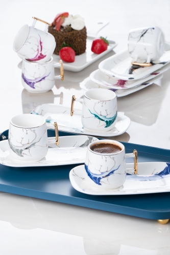 Elica 6lı Porselen Kahve Fincan Takımı - Acar