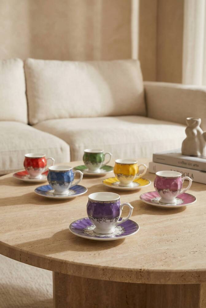 Elise 6 Kişilik Porselen Kahve Fincan Takımı - 90 ml - 1