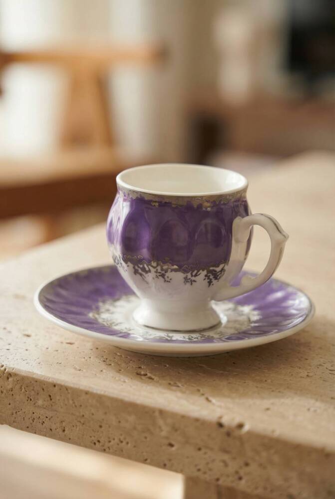 Elise 6 Kişilik Porselen Kahve Fincan Takımı - 90 ml - 2