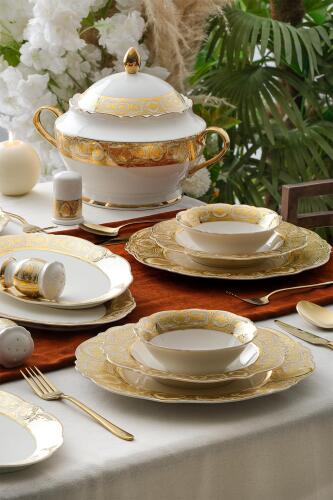 Elizabeth 60 Parça 12 Kişilik Gold Porselen Yemek Takımı - Acar
