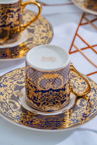 Elodie 24K Altın Detaylı 6 Kişilik Porselen Kahve Fincan Takımı - 100 ml - 4