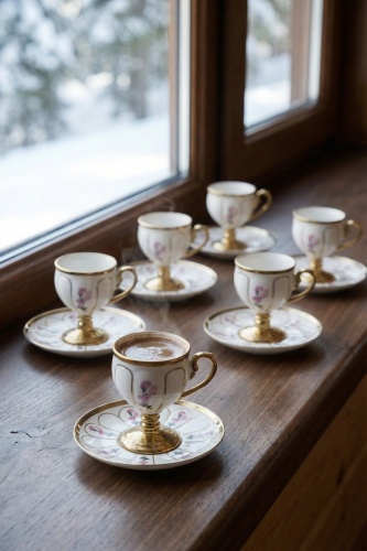Eloise 6 Kişilik Porselen Kahve Fincan Takımı Beyaz - 90 ml - 1