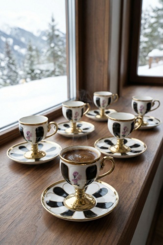 Eloise 6 Kişilik Porselen Kahve Fincan Takımı Siyah - 90 ml - 1
