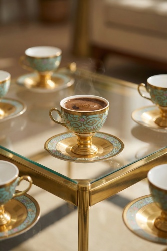 Emma 6 Kişilik Porselen Kahve Fincanı Takımı - 90 ml - Acar